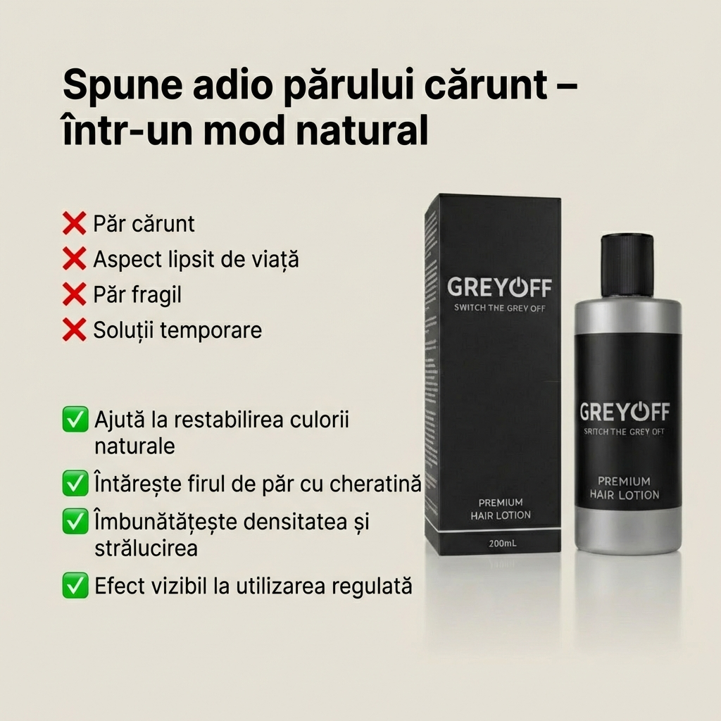 GreyOFF - Mai puțin păr gri. Fără vopsea. Calea naturală.